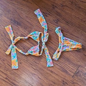 Stone Fox Swim Floral Bikini - Orange and Blue